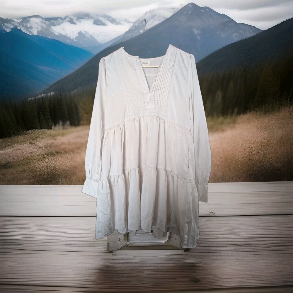 Peach love california WOMENS Ivory Silky Feel Babydoll Style dress size med